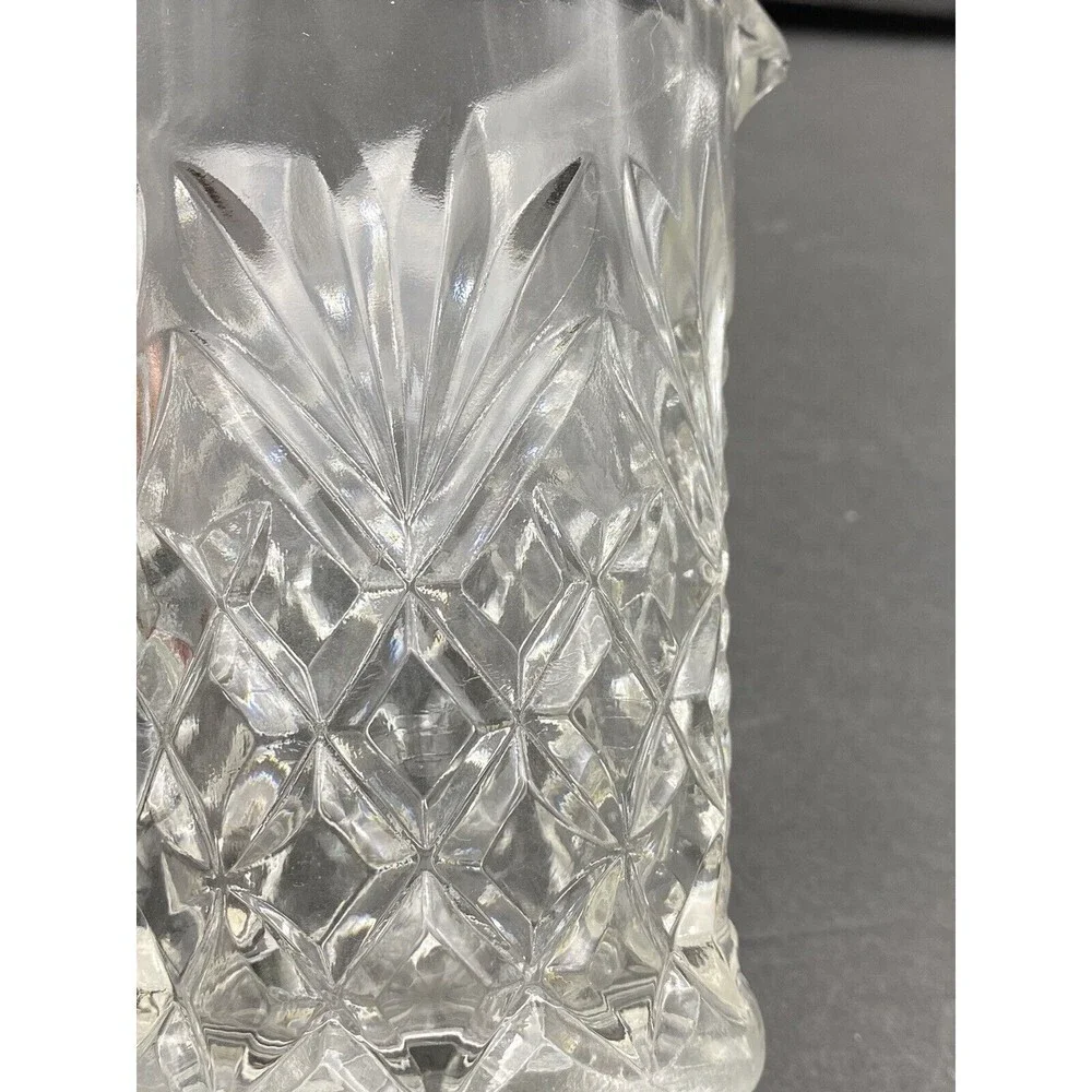 Vintage 60s Anchor Hocking Pineapple Creamer‎ Small Pitcher Prescut Clear Glass